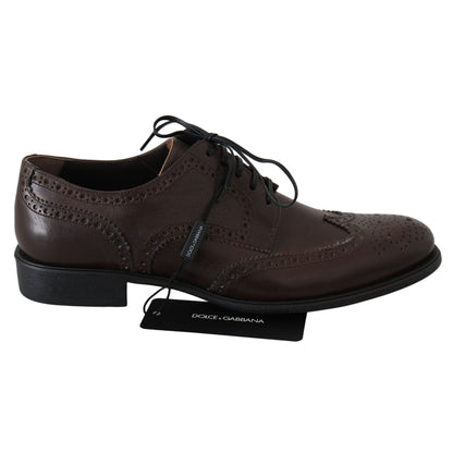 Dolce & Gabbana Brown Leather Brogue Derby Dress Shoes Dolce & Gabbana