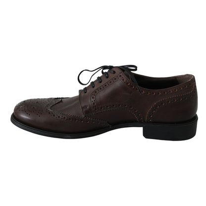 Dolce & Gabbana Brown Leather Brogue Derby Dress Shoes Dolce & Gabbana