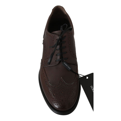 Dolce & Gabbana Brown Leather Brogue Derby Dress Shoes Dolce & Gabbana
