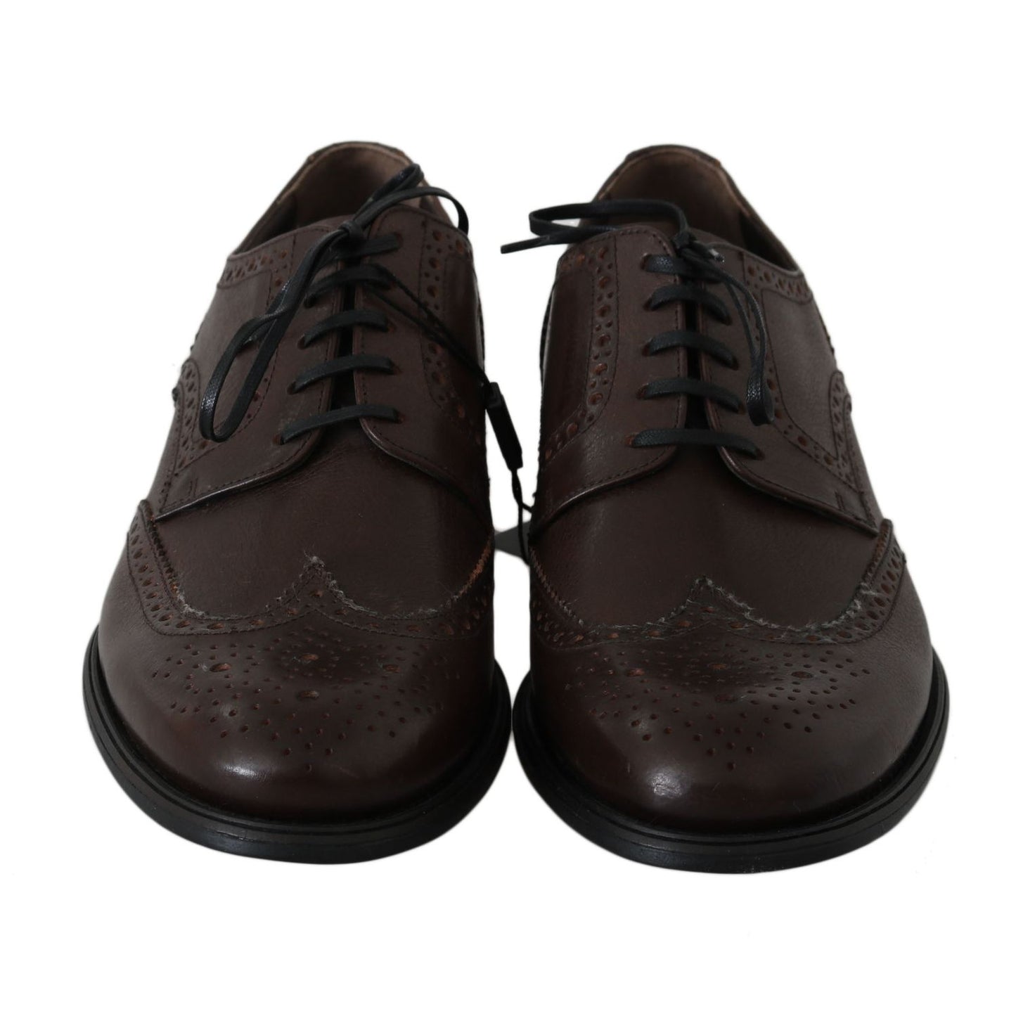 Dolce & Gabbana Brown Leather Brogue Derby Dress Shoes Dolce & Gabbana