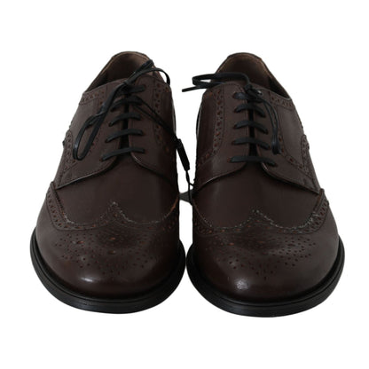 Dolce & Gabbana Brown Leather Brogue Derby Dress Shoes Dolce & Gabbana