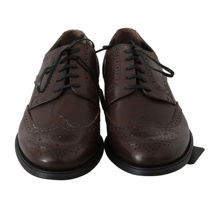 Dolce & Gabbana Brown Leather Brogue Derby Dress Shoes Dolce & Gabbana