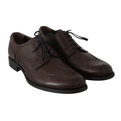 Dolce & Gabbana Brown Leather Brogue Derby Dress Shoes Dolce & Gabbana