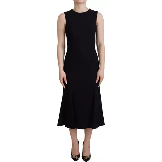 Black Dress Sheath Flare Viscose Dress