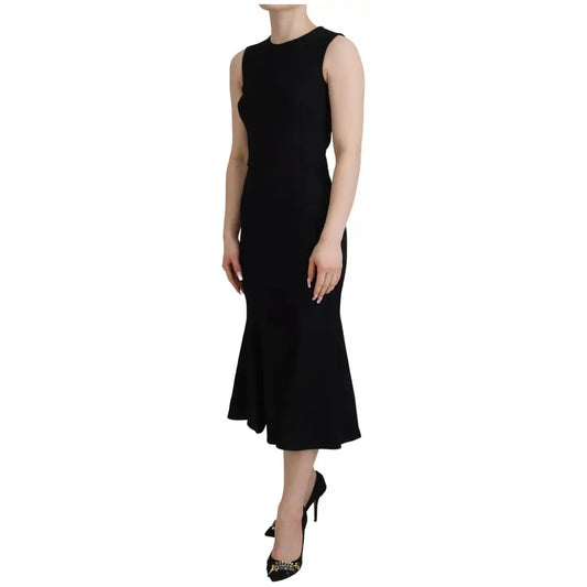 Black Dress Sheath Flare Viscose Dress