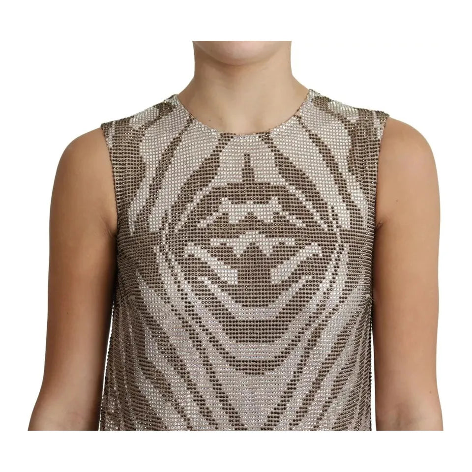 Brown Crystal Shift Mini Zebra Silver Dress