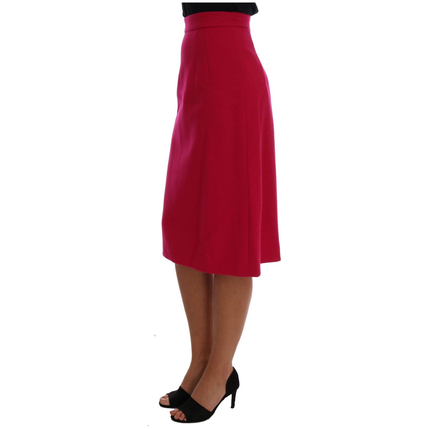 Dolce & Gabbana Elegant Pink Wool A-Line Knee-Length Skirt elegant-pink-wool-a-line-knee-length-skirt