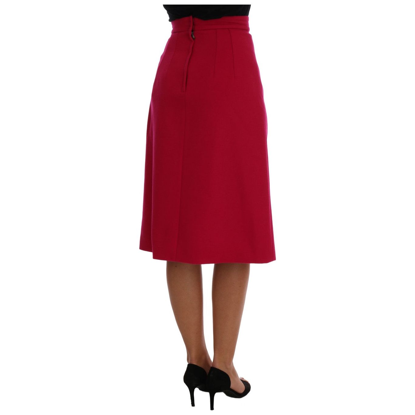 Dolce & Gabbana Elegant Pink Wool A-Line Knee-Length Skirt elegant-pink-wool-a-line-knee-length-skirt