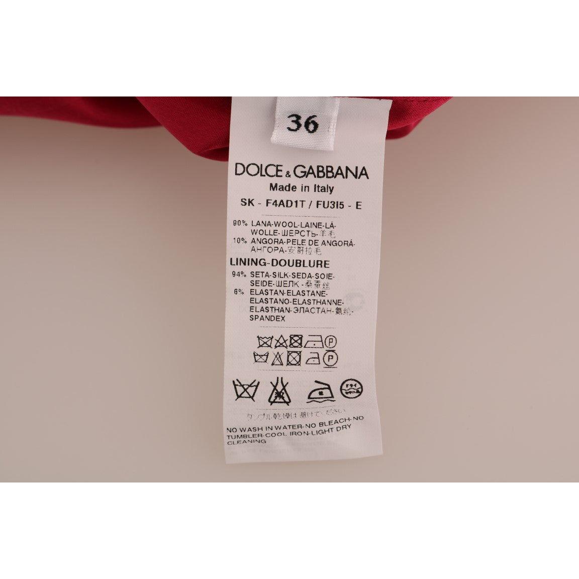 Dolce & Gabbana Pink Wool Knee Long A-Line Skirt