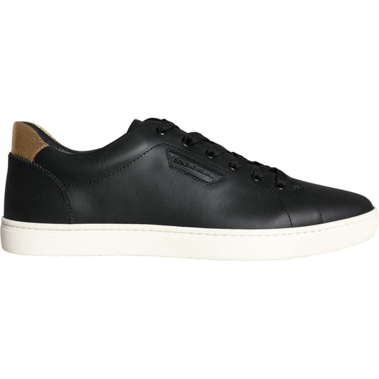 Dolce & Gabbana Black Leather Portofino Low Top Sneakers Shoes Dolce & Gabbana