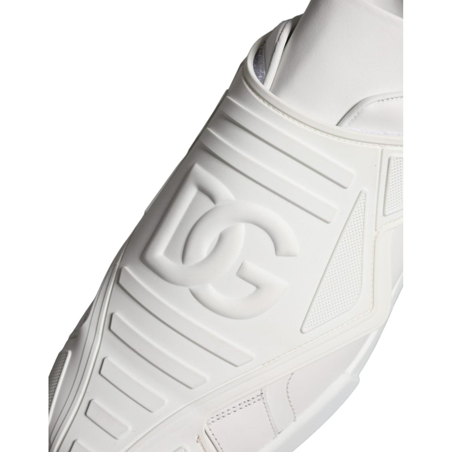 Dolce & Gabbana White Leather Slip On Low Top Sneakers Shoes Dolce & Gabbana