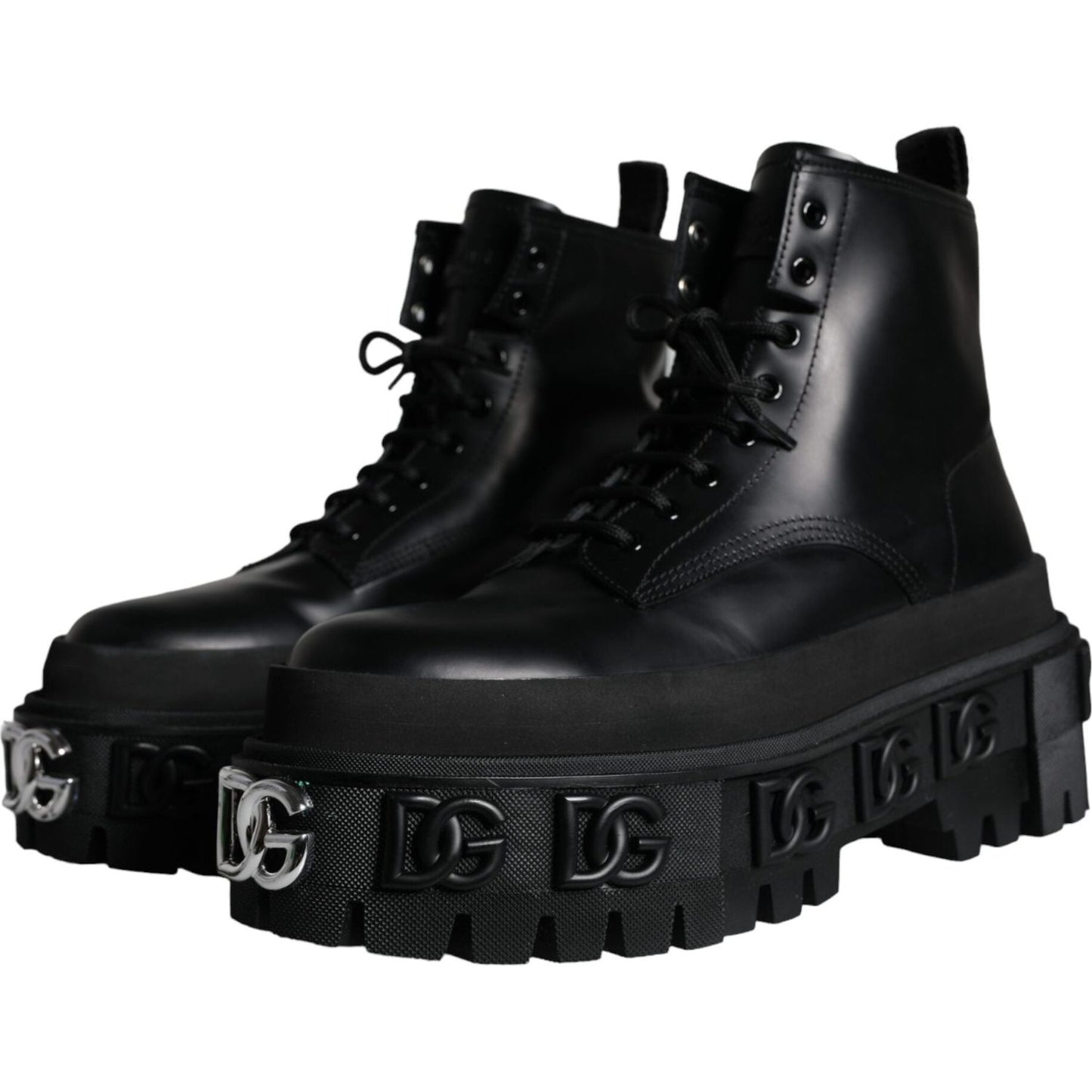 Dolce & Gabbana Black Lace Up Trekking Ankle Boots Men Shoes Dolce & Gabbana