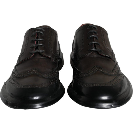 Dolce & Gabbana Black Leather Oxford Wingtip Formal Men Shoes Dolce & Gabbana