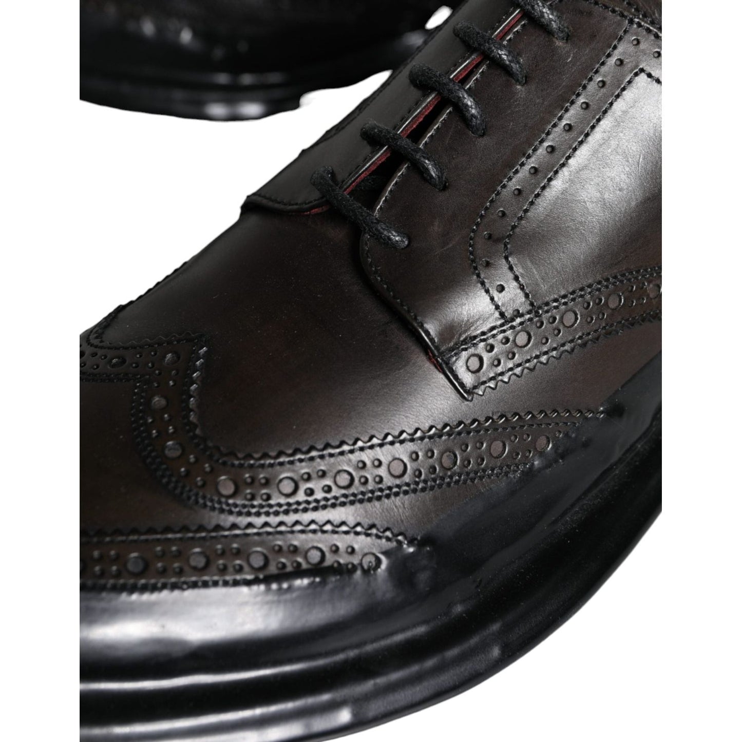 Dolce & Gabbana Black Leather Oxford Wingtip Formal Men Shoes Dolce & Gabbana