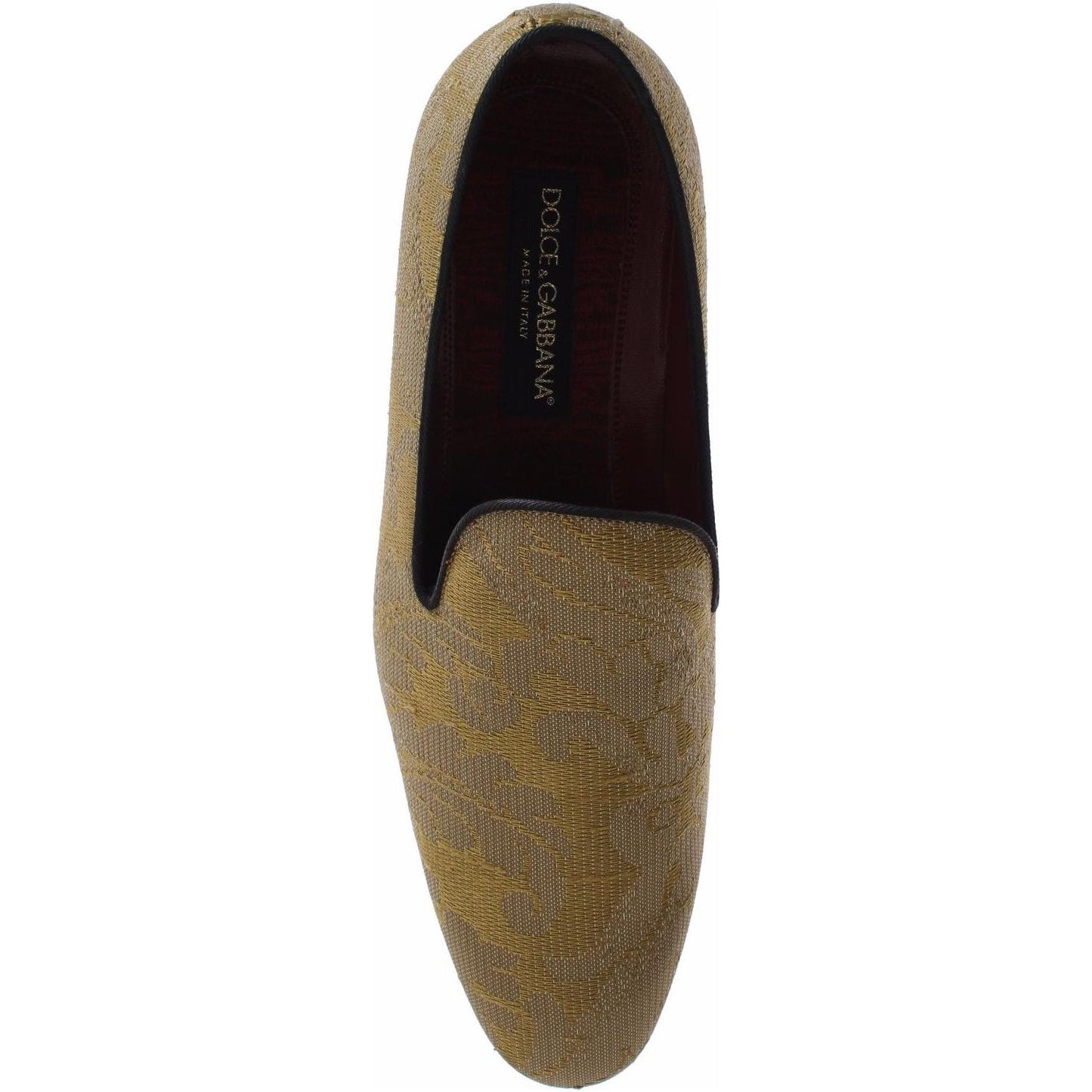 Dolce & Gabbana Golden Baroque Silk Dress Loafers yellow-gold-silk-baroque-loafers-shoes