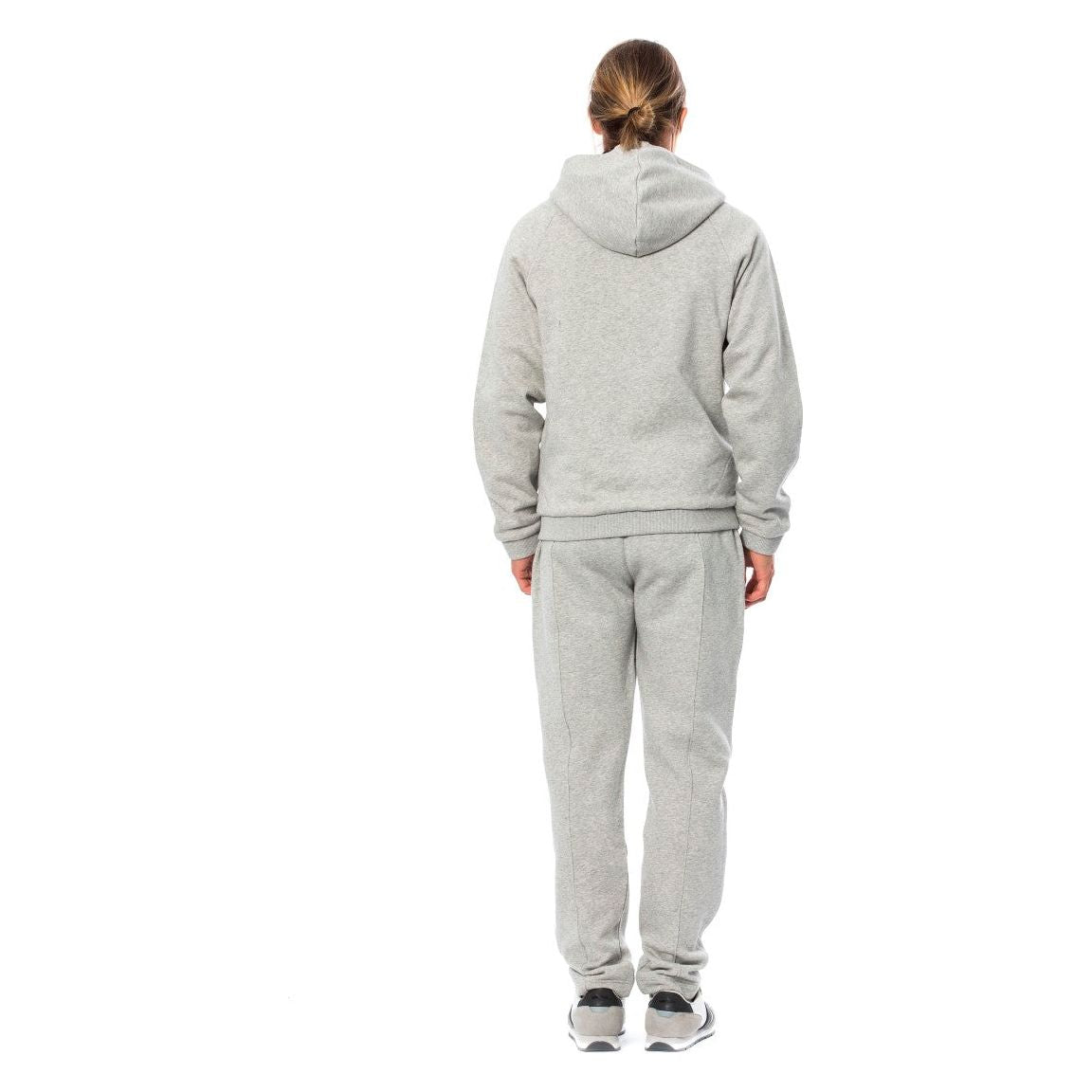 Elegant Gray Hooded Cotton Sweatsuit