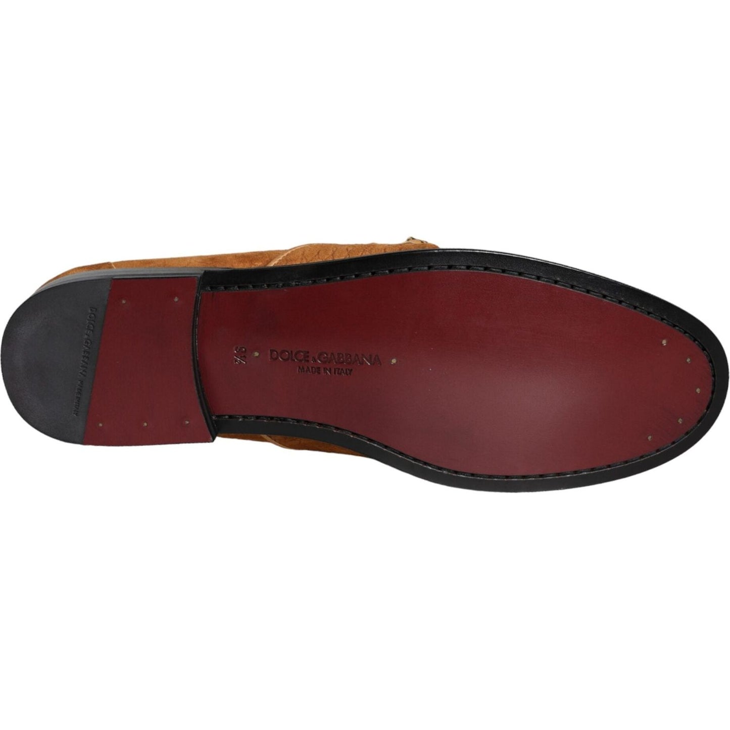 Dolce & Gabbana Brown Velvet Leather Logo Mocassin Slip On Shoes Dolce & Gabbana