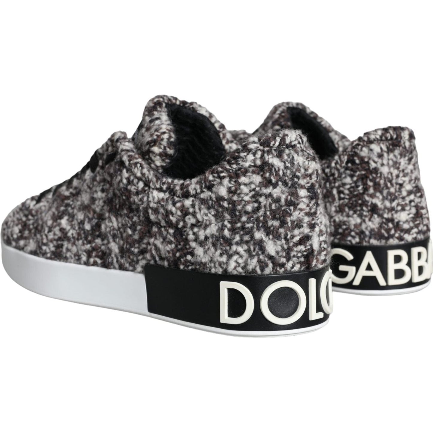 Dolce & Gabbana Black White Wool Low Top Men Sneakers Shoes Dolce & Gabbana