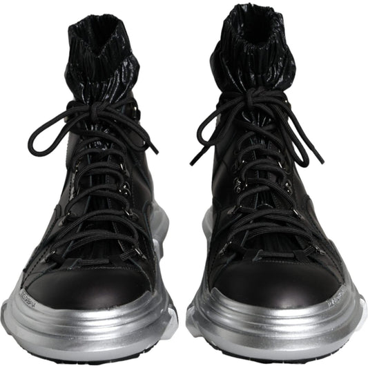 Black Nylon Galileo High Top Sneakers Shoes