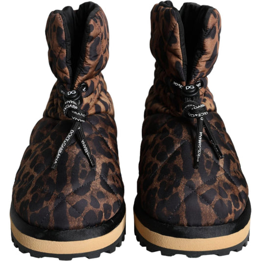 Brown Leopard Ankle Boots Padded Shoes