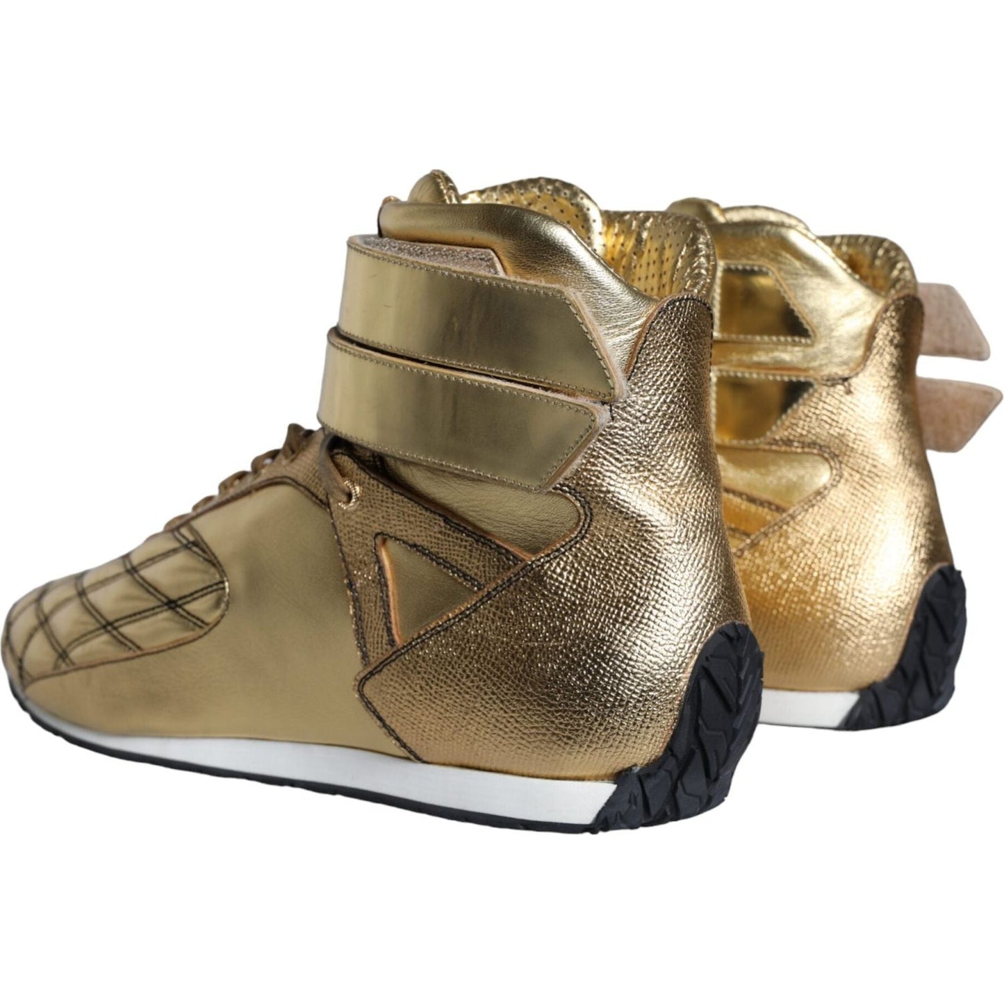 Gold Leather Sartoria High Top Sneakers Shoes