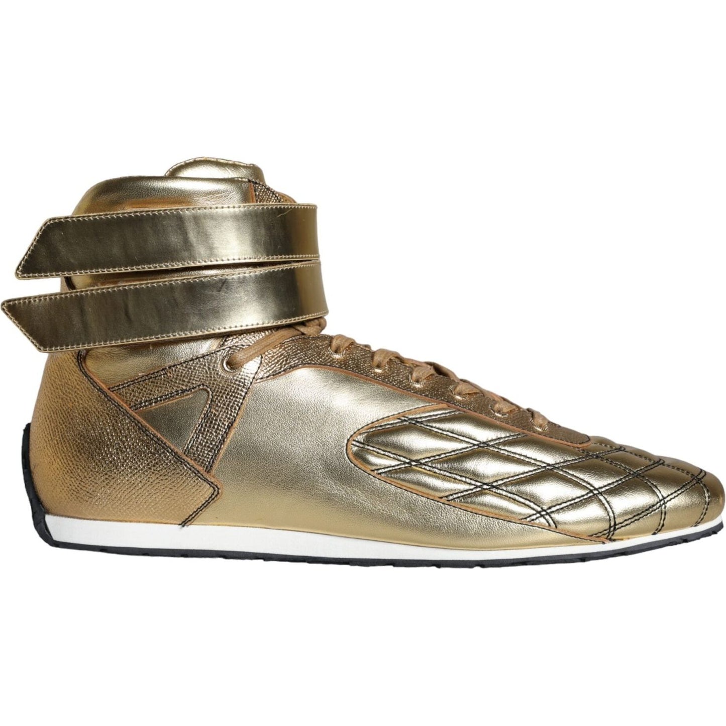 Gold Leather Sartoria High Top Sneakers Shoes