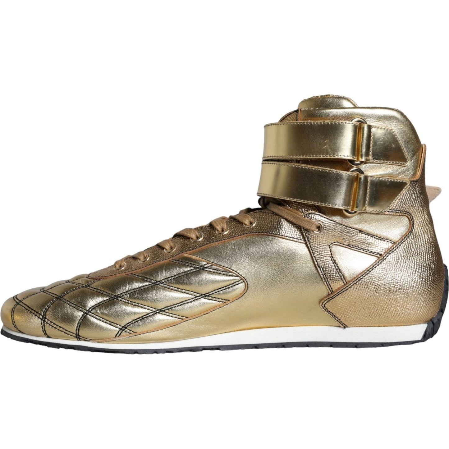 Gold Leather Sartoria High Top Sneakers Shoes