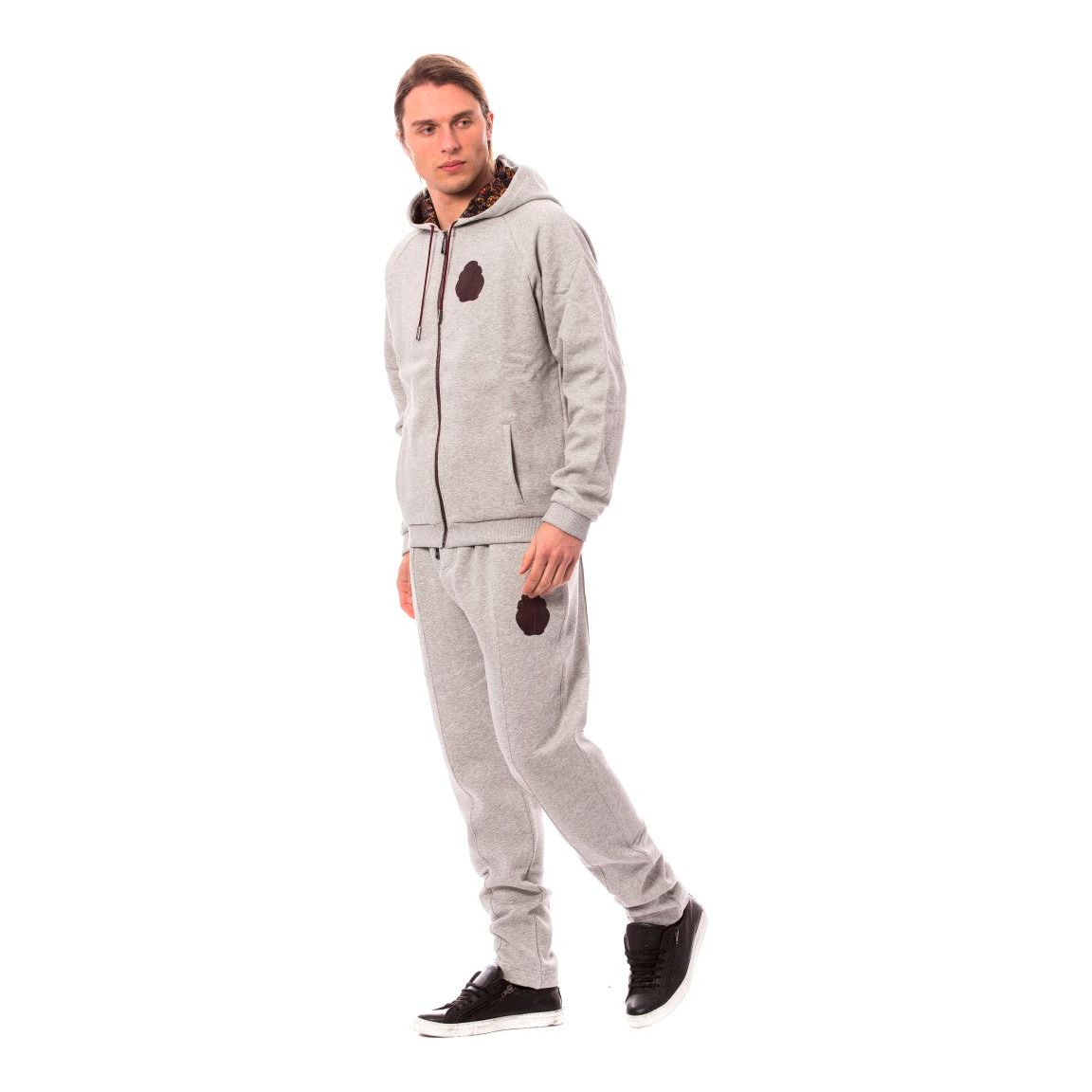 Elegant Gray Cotton Sweatsuit Ensemble