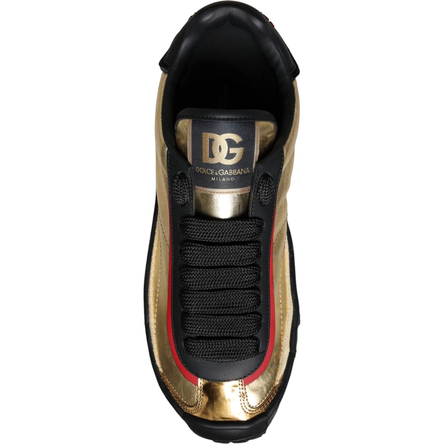 Dolce & Gabbana Black Gold Polyester Low Top Sneakers Shoes Dolce & Gabbana