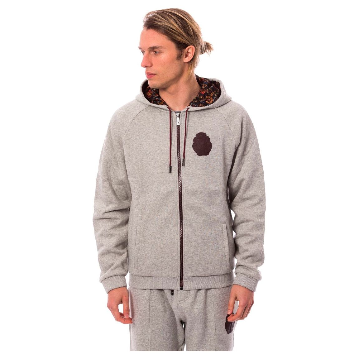 Elegant Gray Cotton Sweatsuit Ensemble