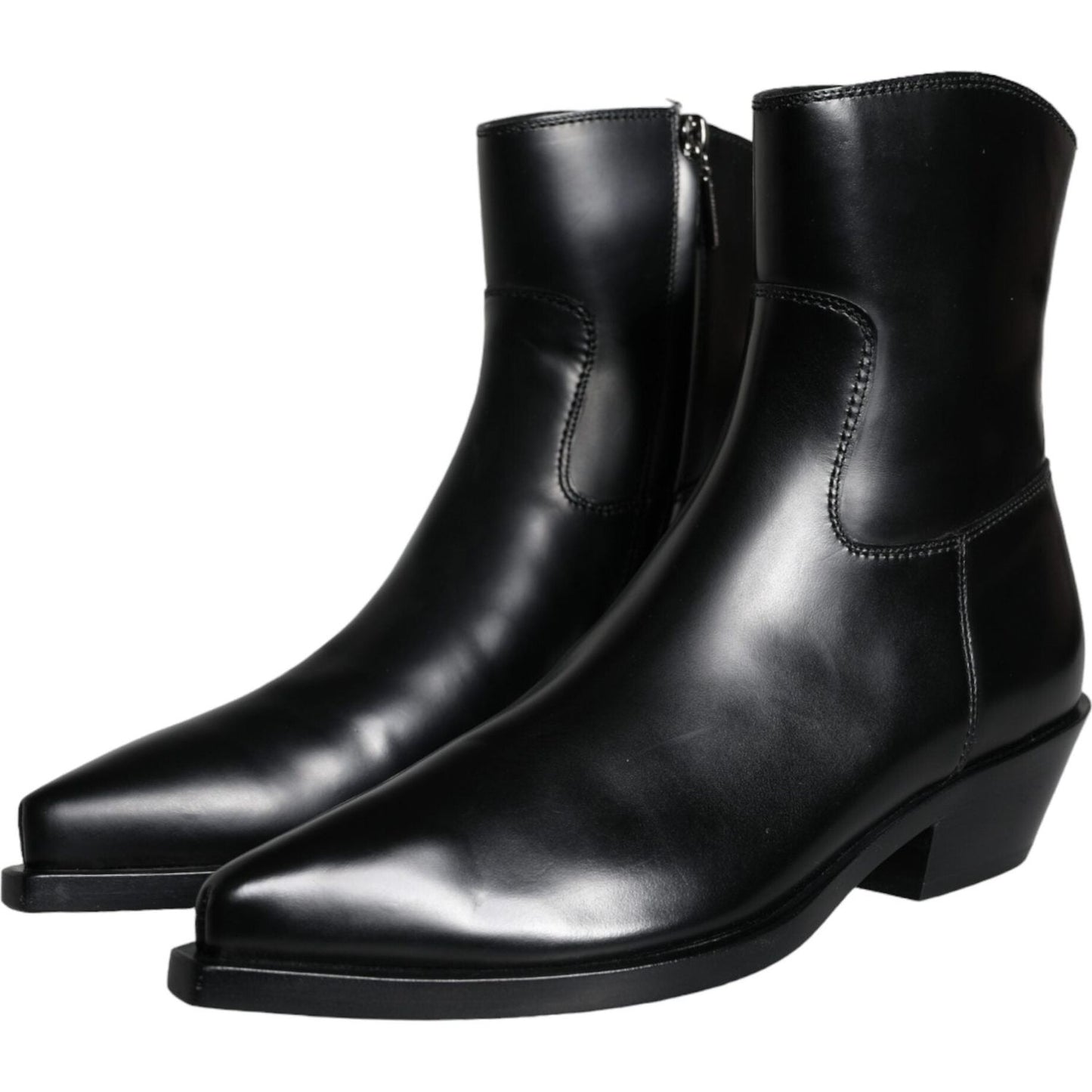 Dolce & Gabbana Black Leather Ankle Boots Booties Shoes Dolce & Gabbana