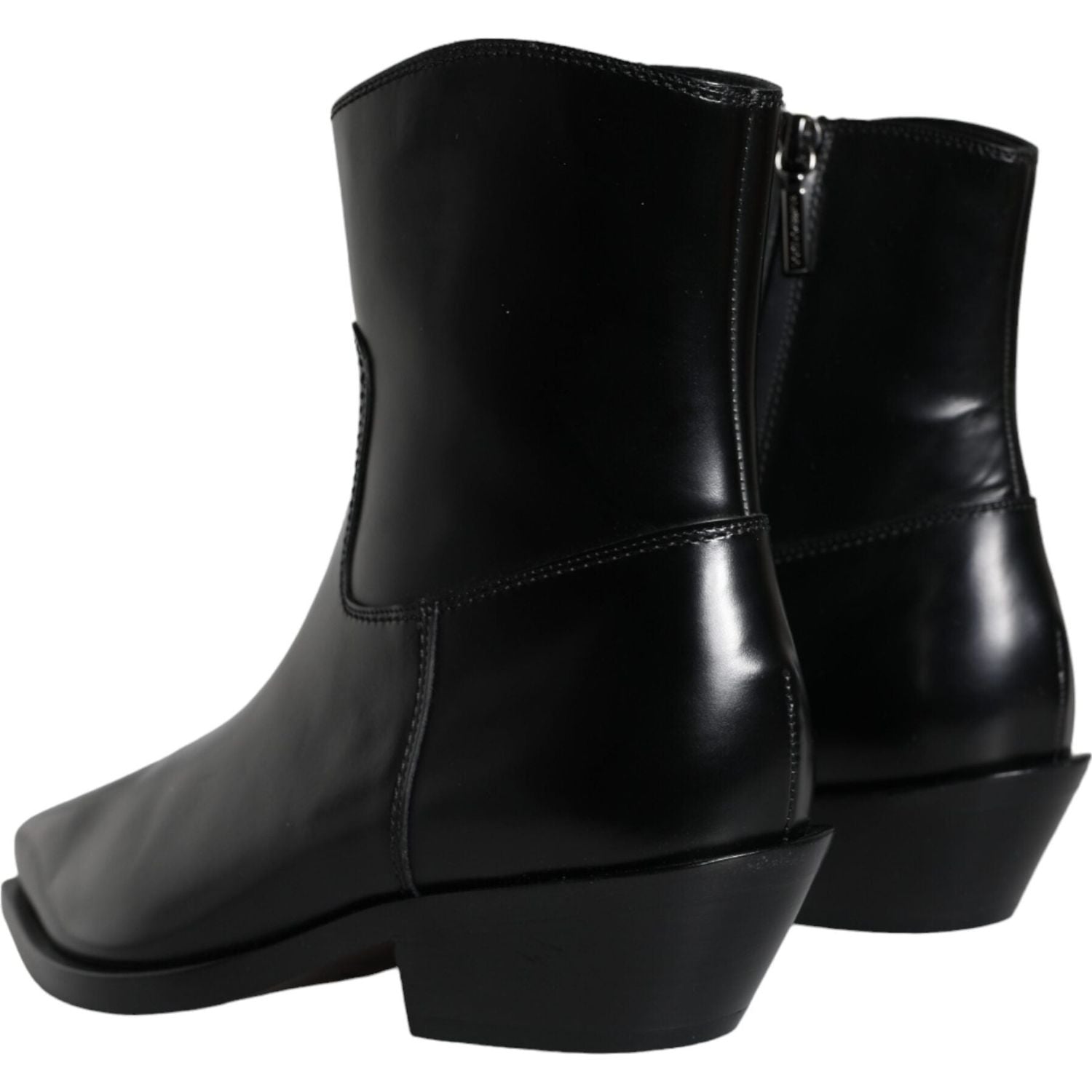 Dolce & Gabbana Black Leather Ankle Boots Booties Shoes
