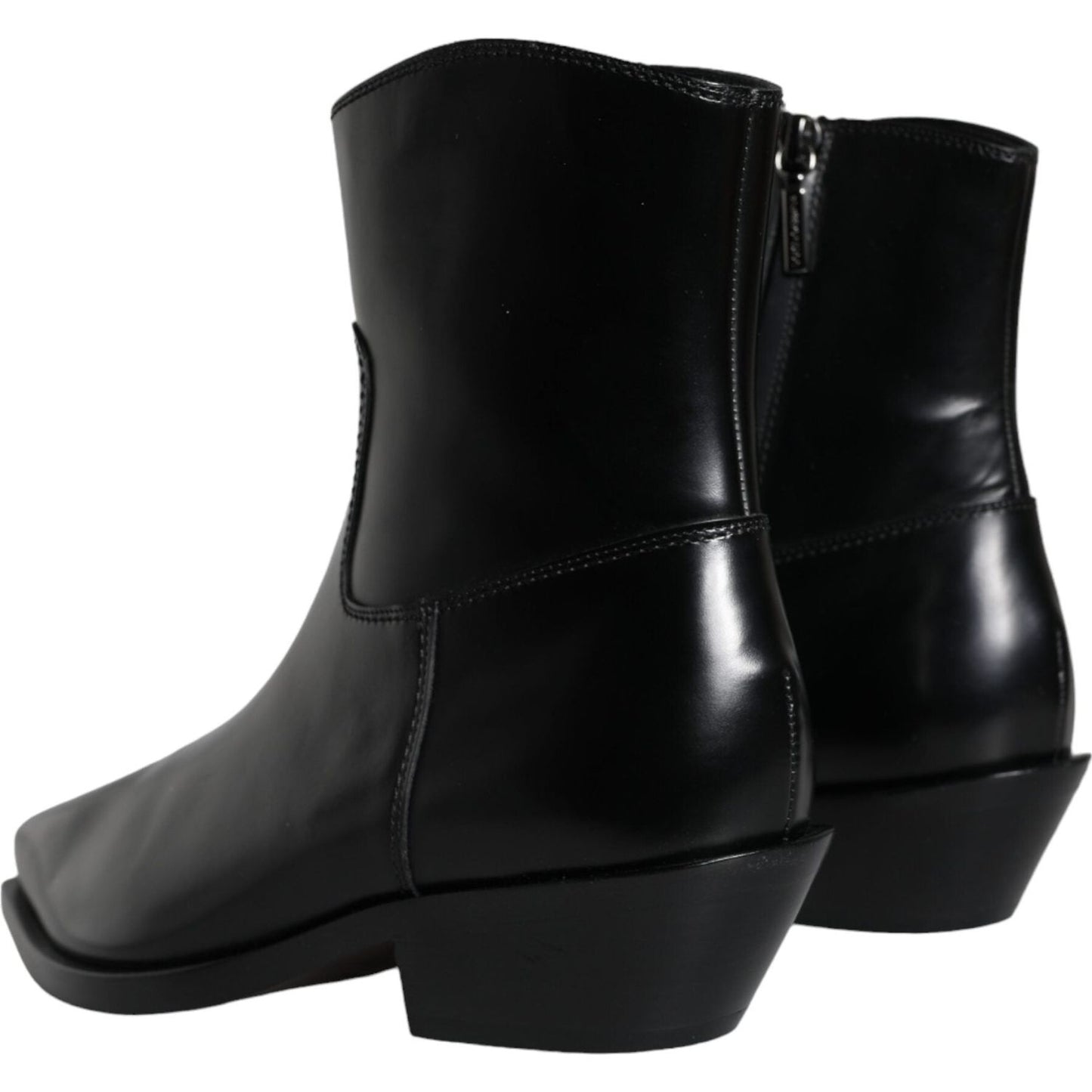 Dolce & Gabbana Black Leather Ankle Boots Booties Shoes Dolce & Gabbana