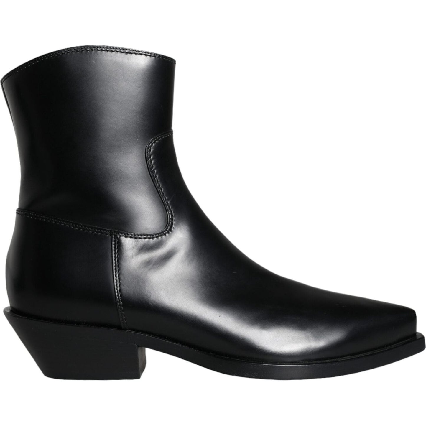 Dolce & Gabbana Black Leather Ankle Boots Booties Shoes
