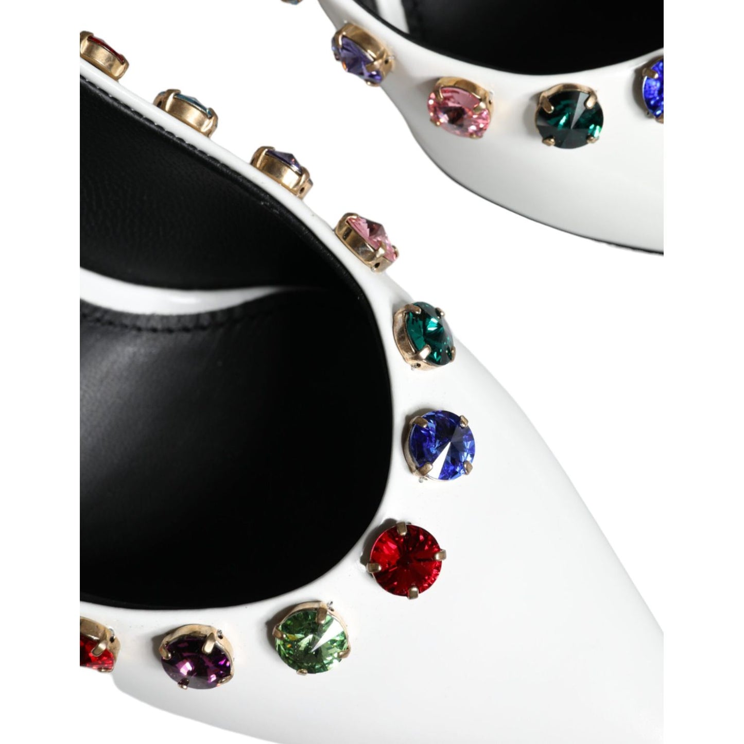 Dolce & Gabbana White Crystal Leather High Heels Pumps Shoes