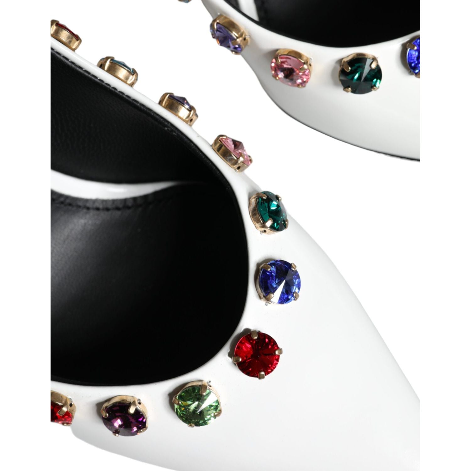 Dolce & Gabbana White Crystal Leather High Heels Pumps Shoes