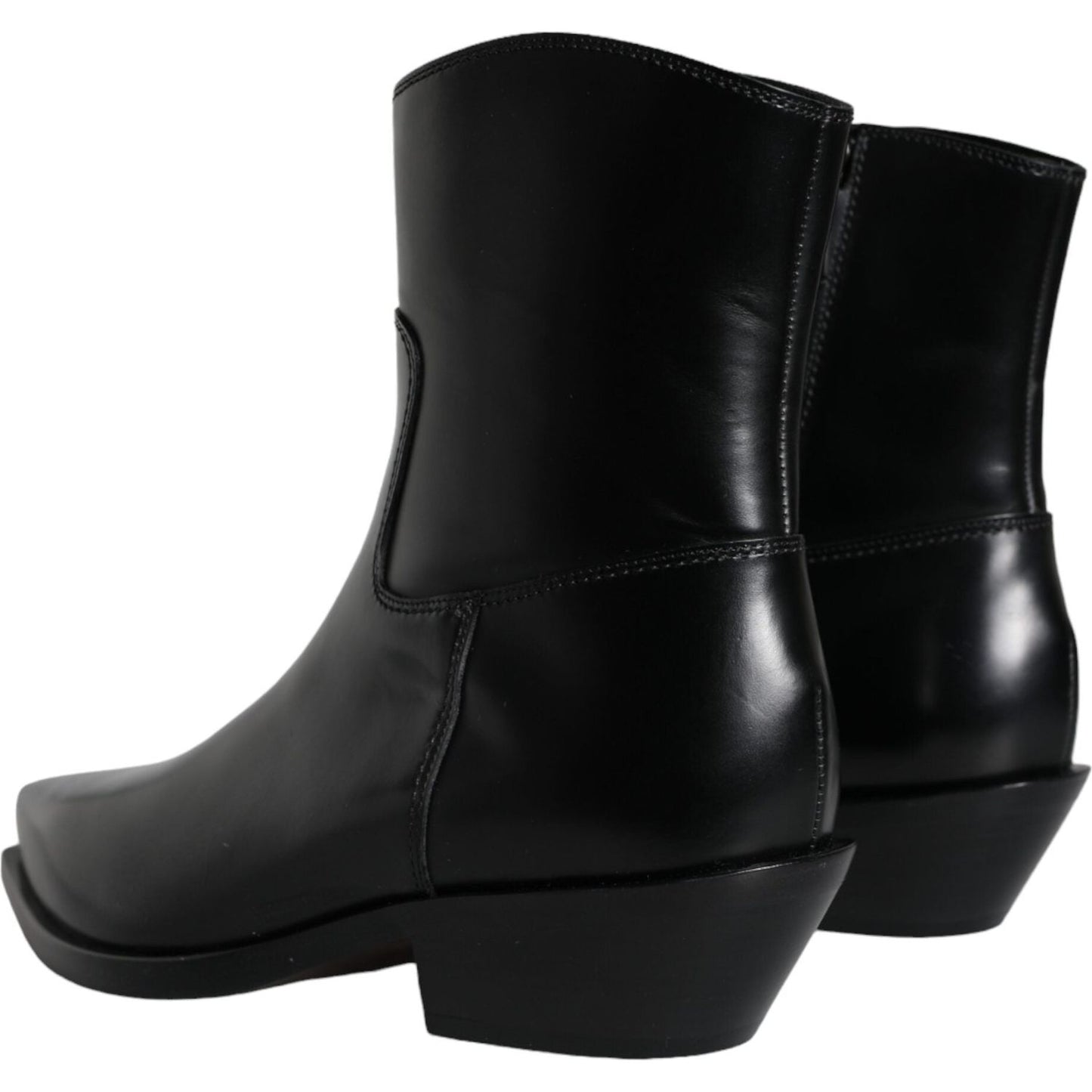 Dolce & Gabbana Black Leather Ankle Boots Booties Shoes Dolce & Gabbana