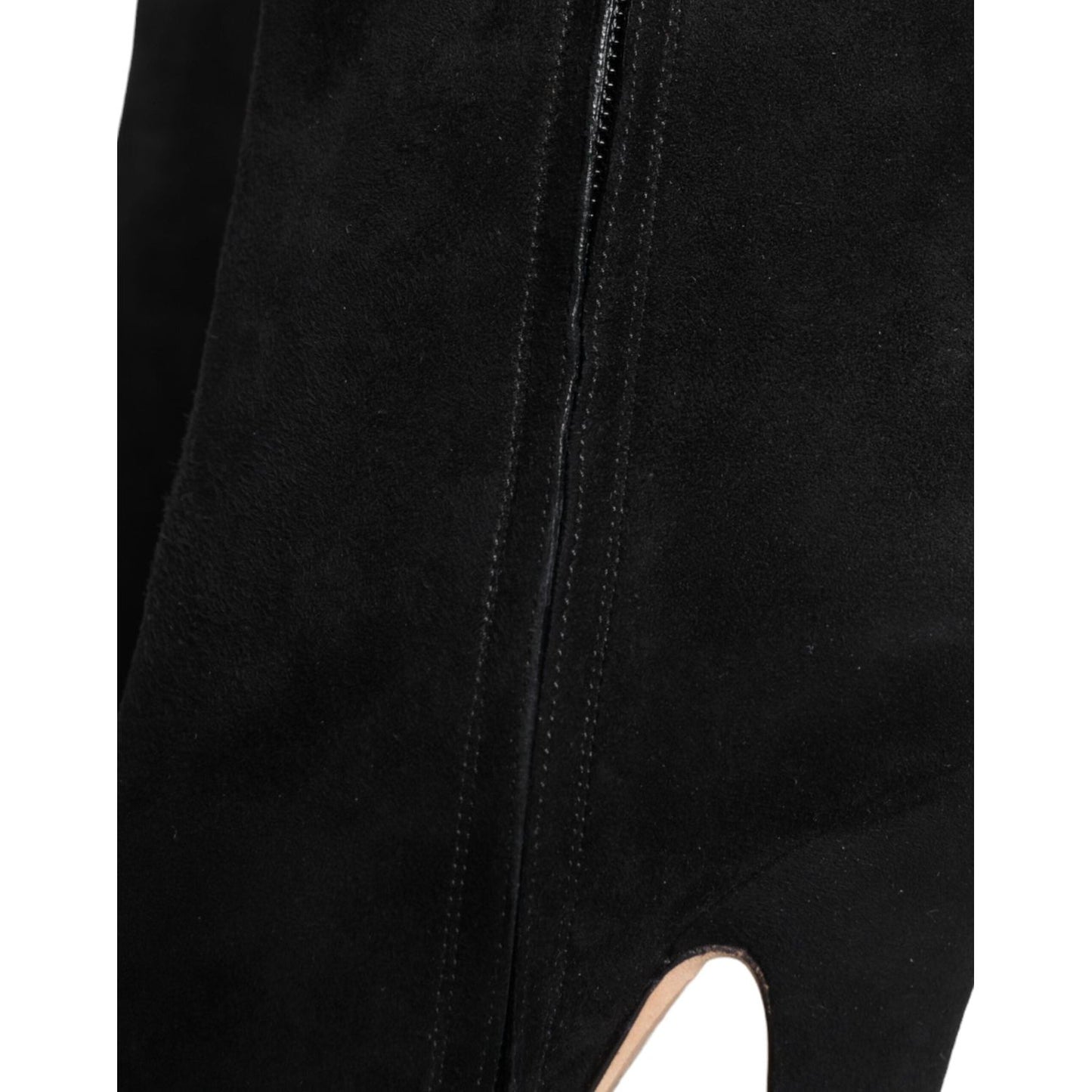 Dolce & Gabbana Black Suede Leather Mid Calf Boots Shoes Dolce & Gabbana