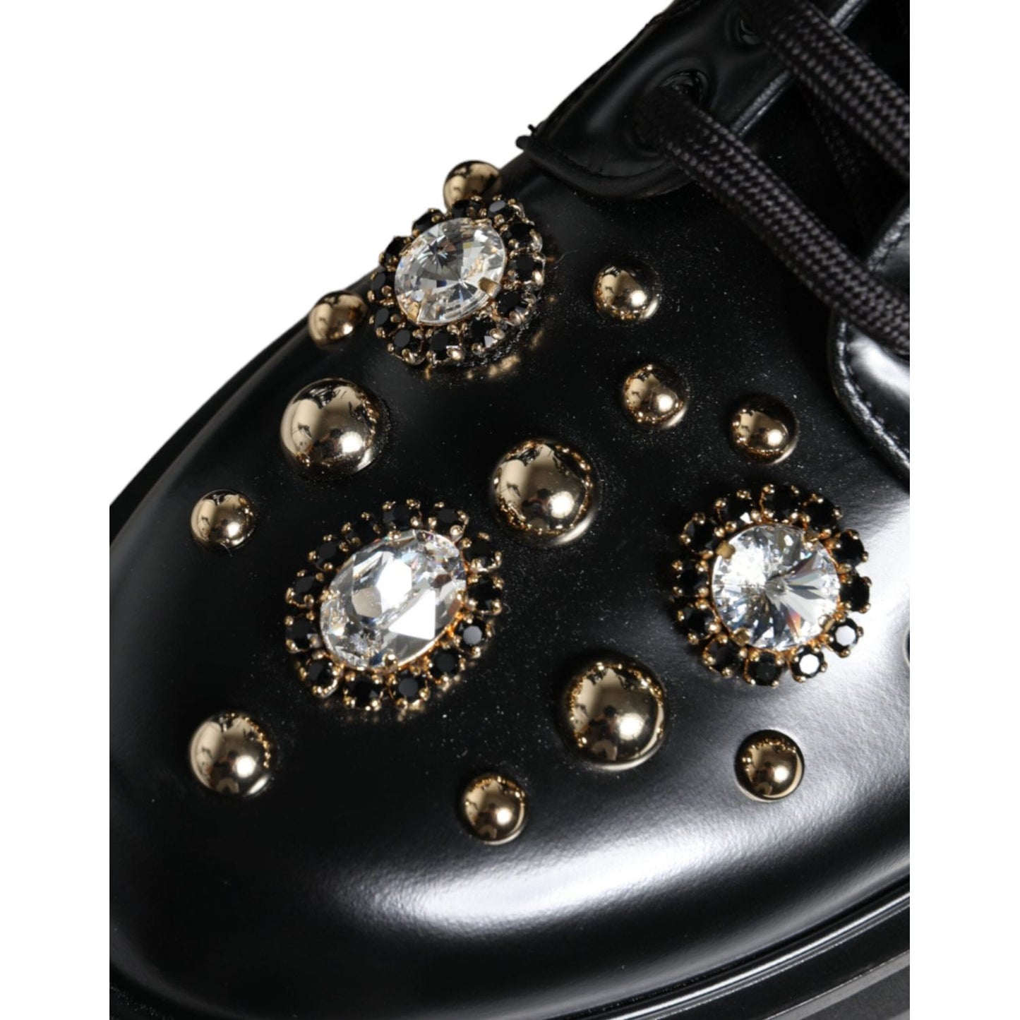 Dolce & Gabbana Black Leather Studs Embellished Combat Boots Shoes Dolce & Gabbana