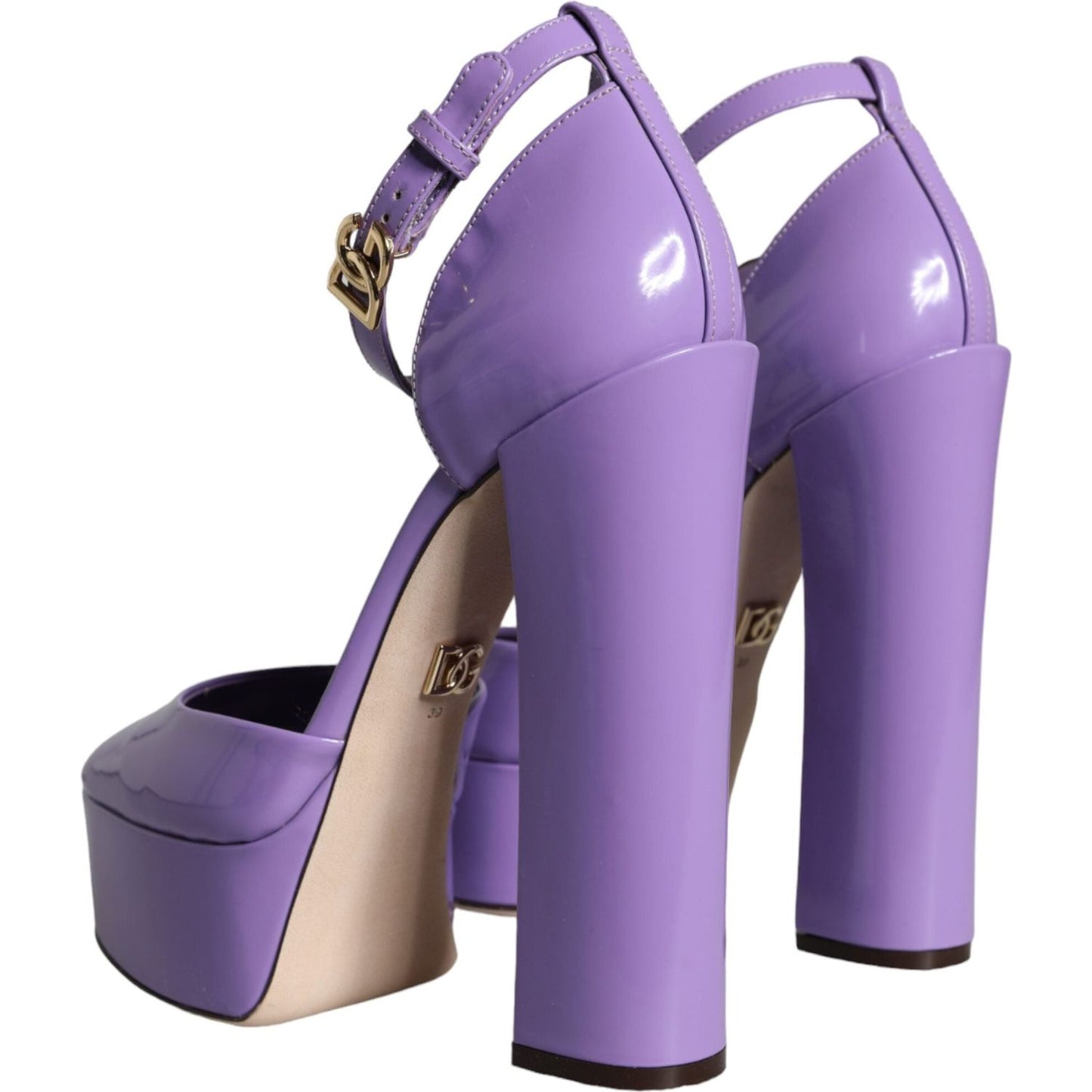 Dolce & Gabbana Purple Leather Platform Ankle Strap Sandals Shoes Dolce & Gabbana