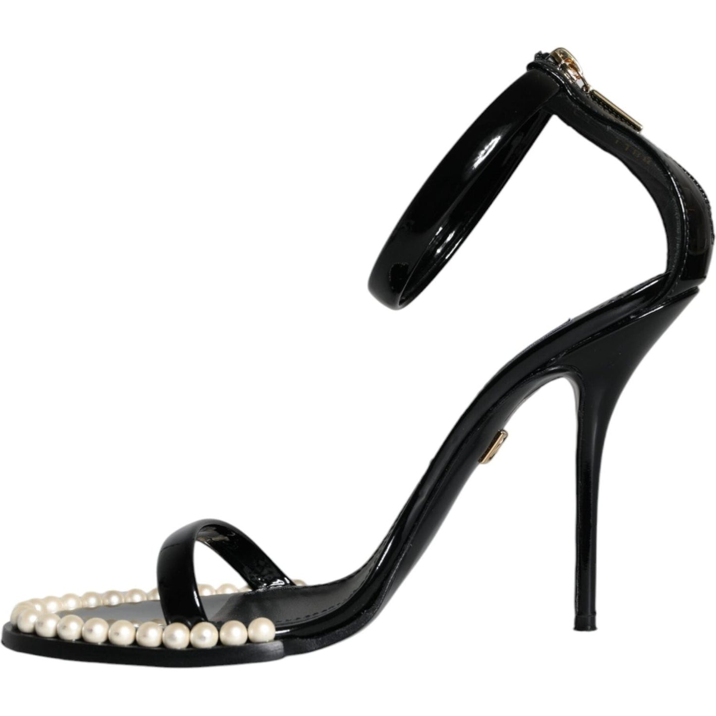 Dolce & Gabbana Black Keira Leather Faux Pearl Sandals Heels Shoes Dolce & Gabbana