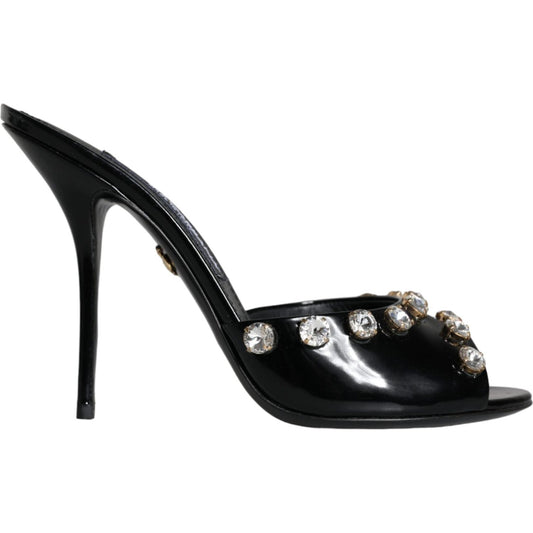 Dolce & Gabbana Black Crystal Heels Keira Sandals Shoes Dolce & Gabbana