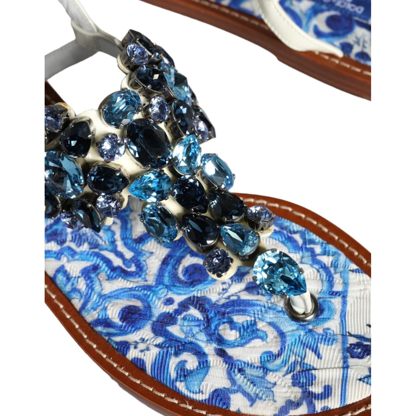 Dolce & Gabbana Multicolor Leather Crystals Flats Sandals Shoes Dolce & Gabbana