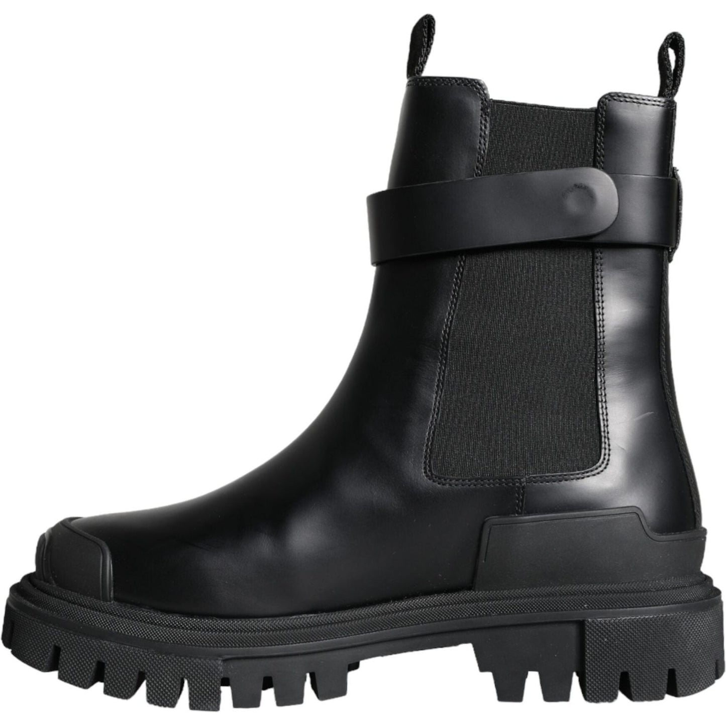 Dolce & Gabbana Black Leather Combat Mid Calf Boots Shoes Dolce & Gabbana