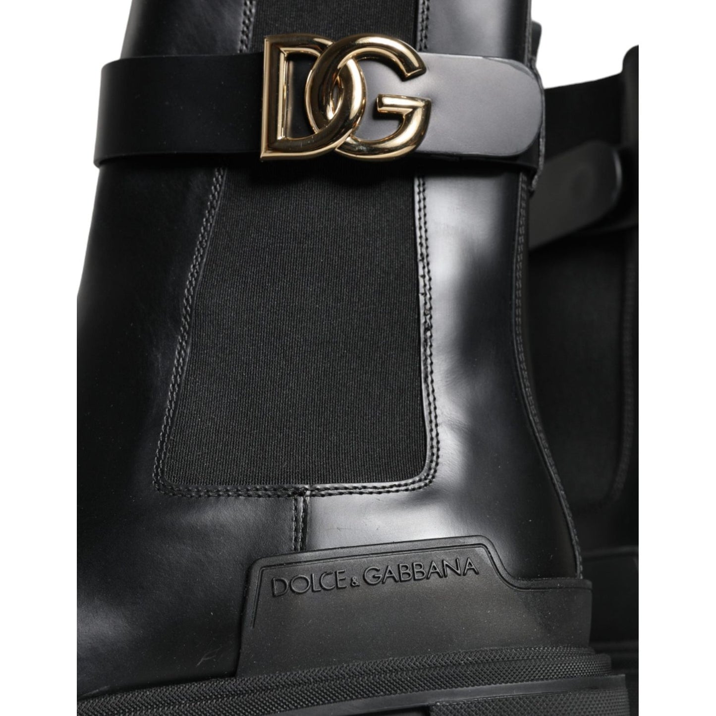 Dolce & Gabbana Black Leather Combat Mid Calf Boots Shoes Dolce & Gabbana