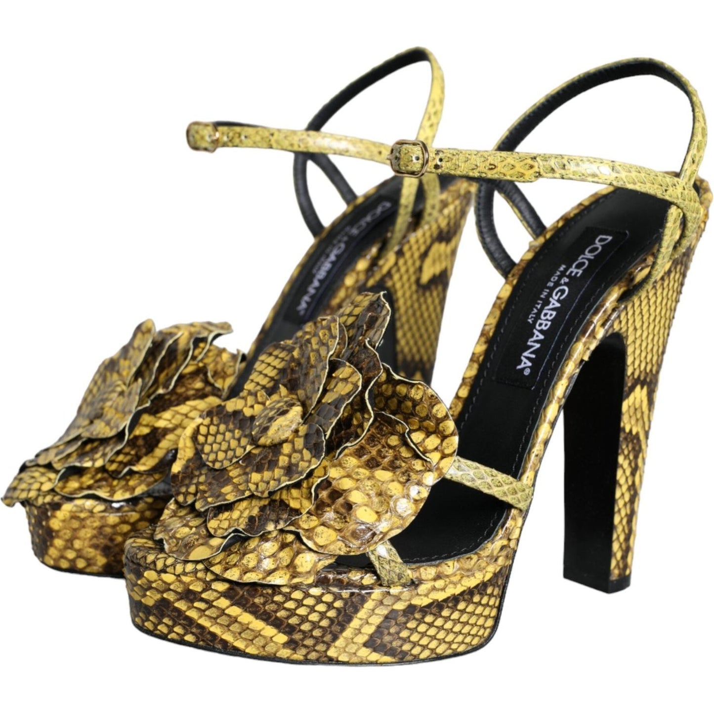 Dolce & Gabbana Yellow Exotic Leather Ankle Strap Heels Sandals Shoes Dolce & Gabbana