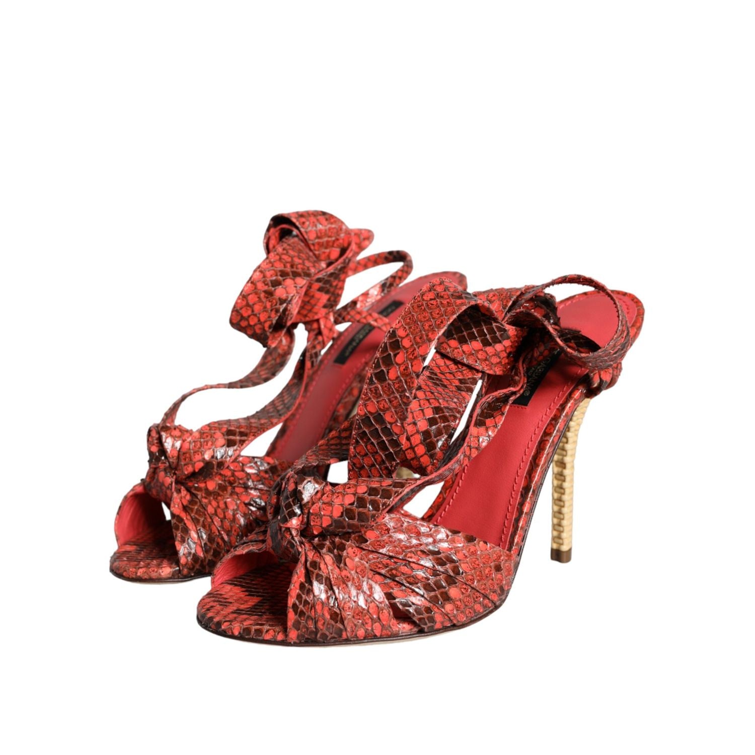 Dolce & Gabbana Coral Exotic Leather Heels Sandals Shoes