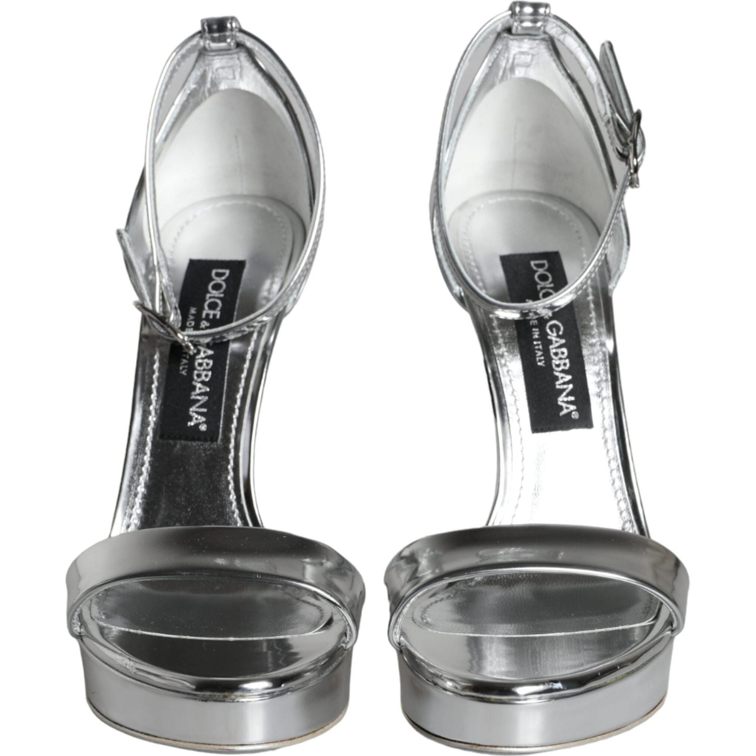 Dolce & Gabbana Silver KEIRA Heels Ankle Strap Sandals Shoes