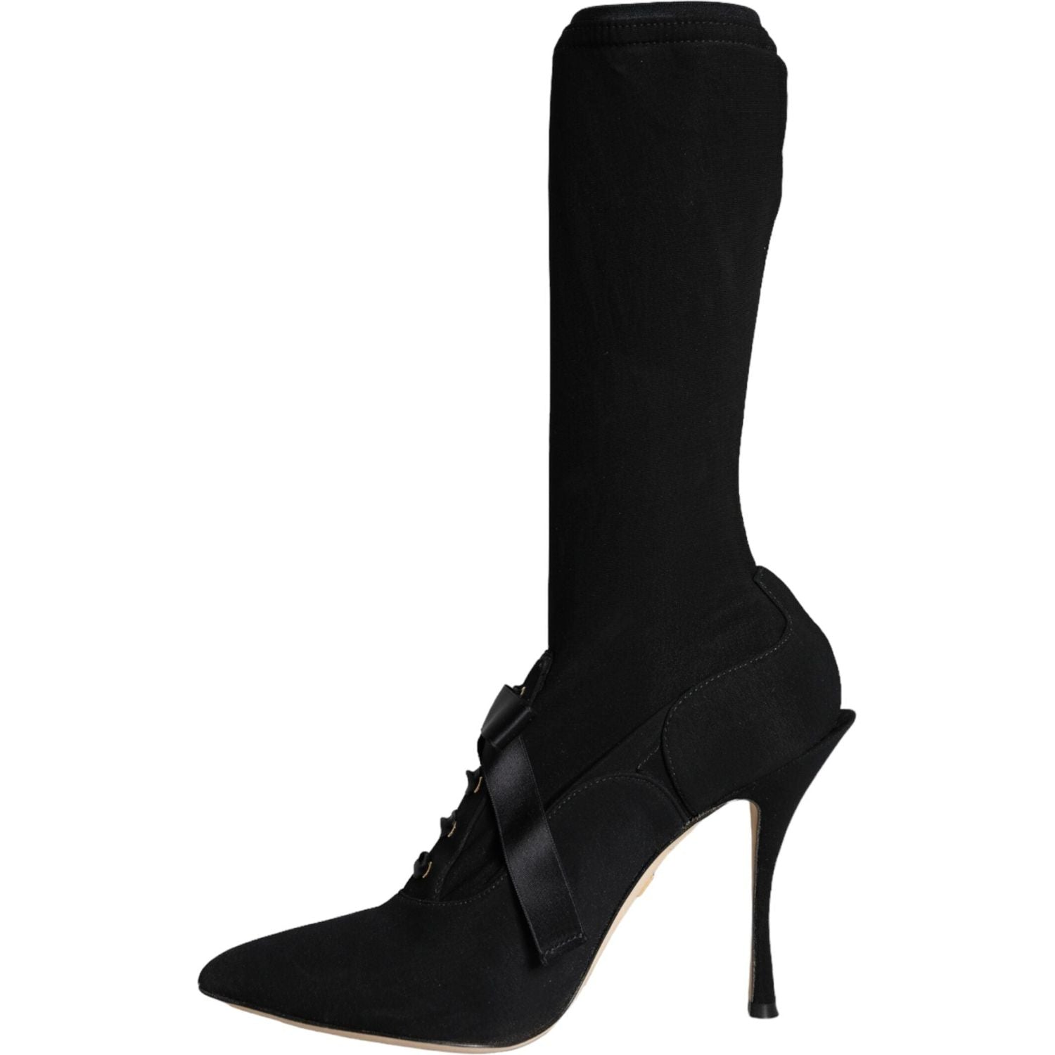 Dolce & Gabbana Black Stiletto Heels Mid Calf Boots Shoes
