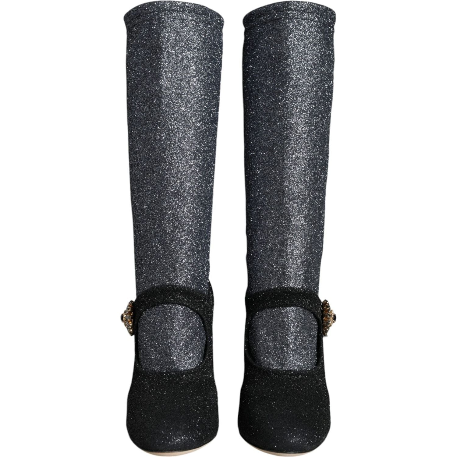 حذاء ماري جينس من دولتشي آند غابانا باللون الأسود الكريستالي